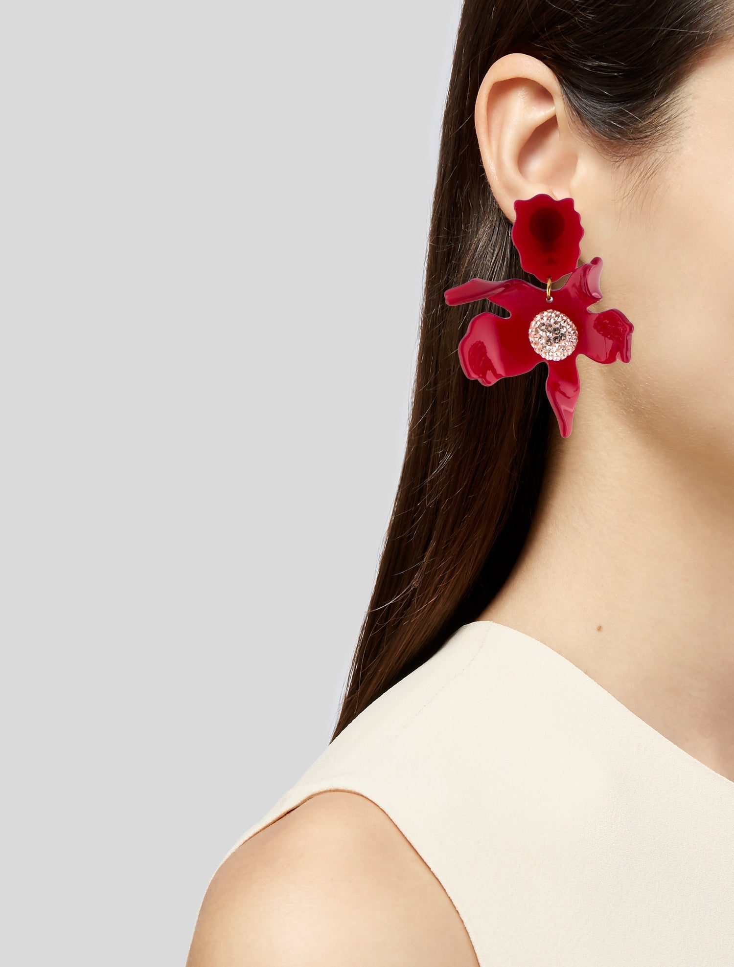 Lele Sadoughi Resin & Crystal Lily Clip-On Drop Earrings