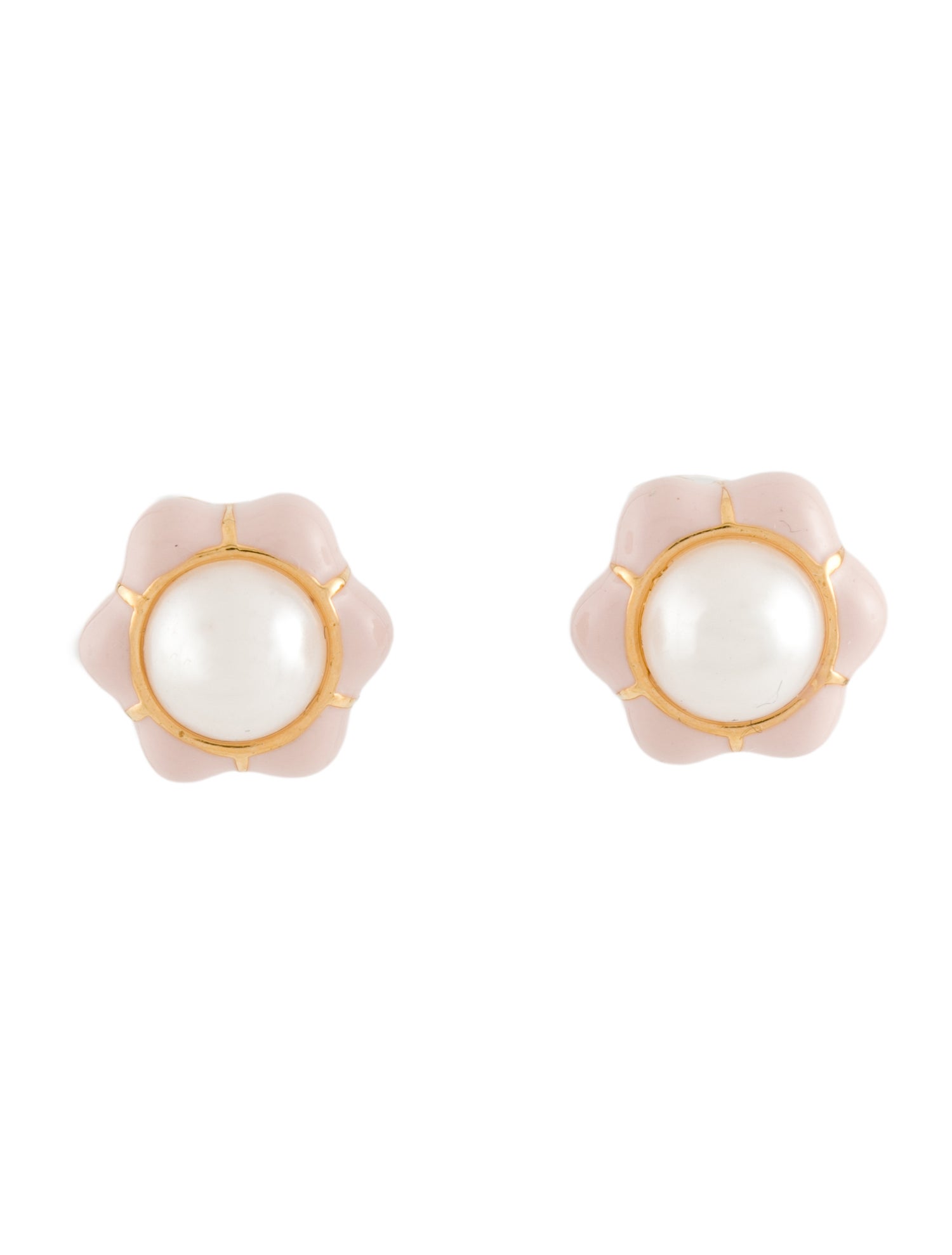 Lele Sadoughi Faux Pearl & Enamel Daisy Stud Earrings