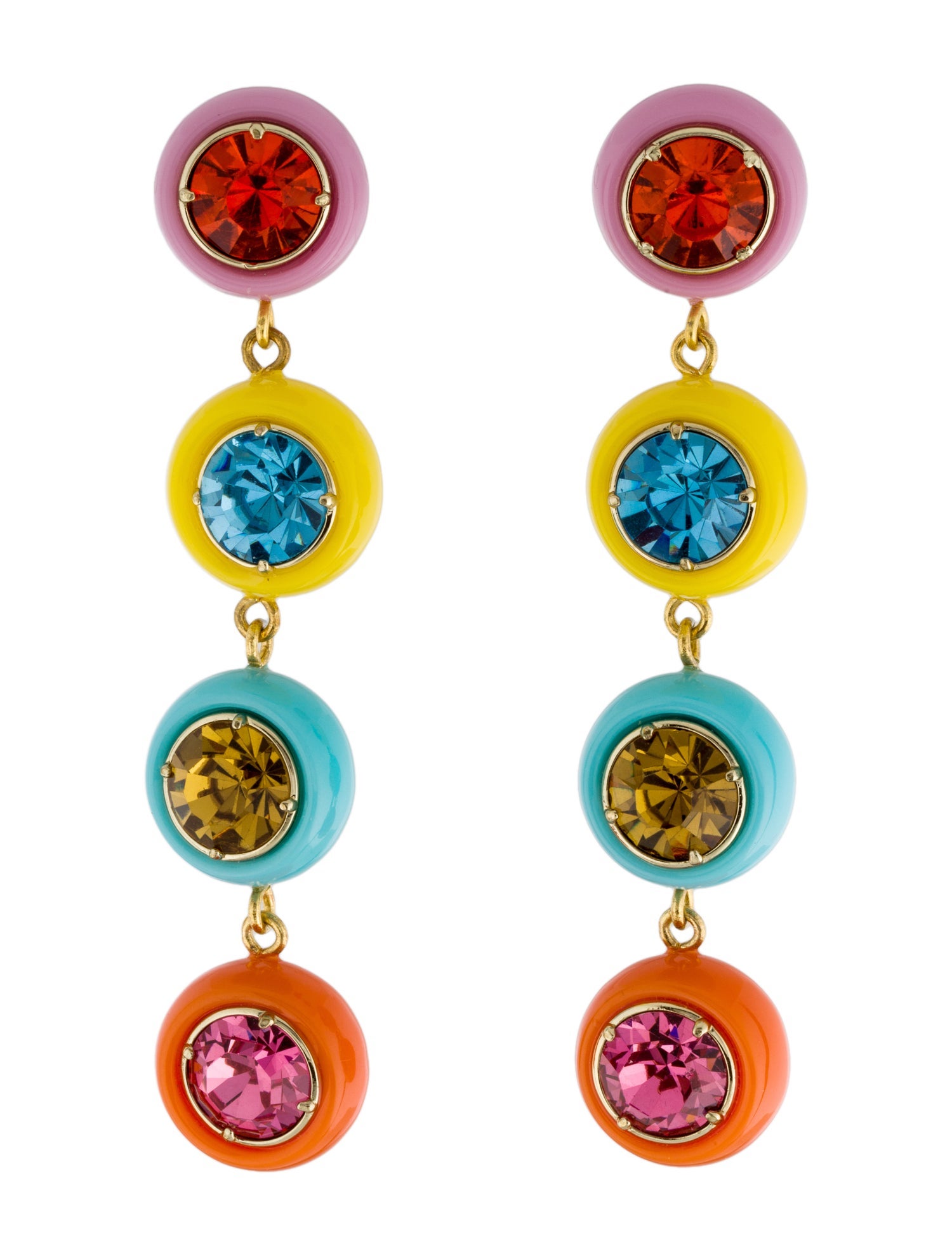 Lele Sadoughi Crystal Taffy Rainbow Gumball Linear Drop Earrings