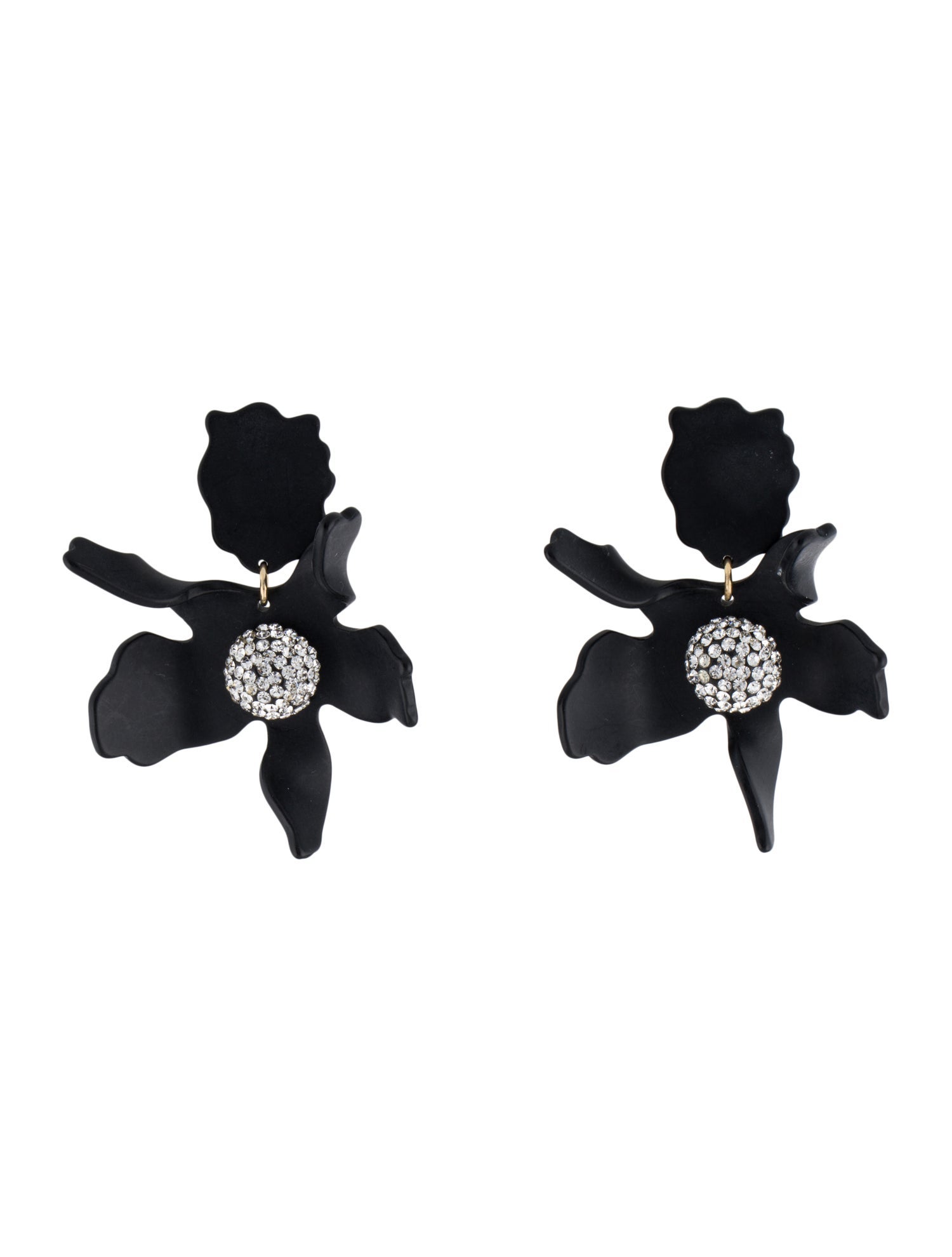 Lele Sadoughi Jet Acetate & Crystal Lily Drop Clip-On Earrings