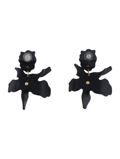 Lele Sadoughi Jet Acetate & Crystal Lily Drop Clip-On Earrings