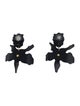 Lele Sadoughi Jet Acetate & Crystal Lily Drop Clip-On Earrings