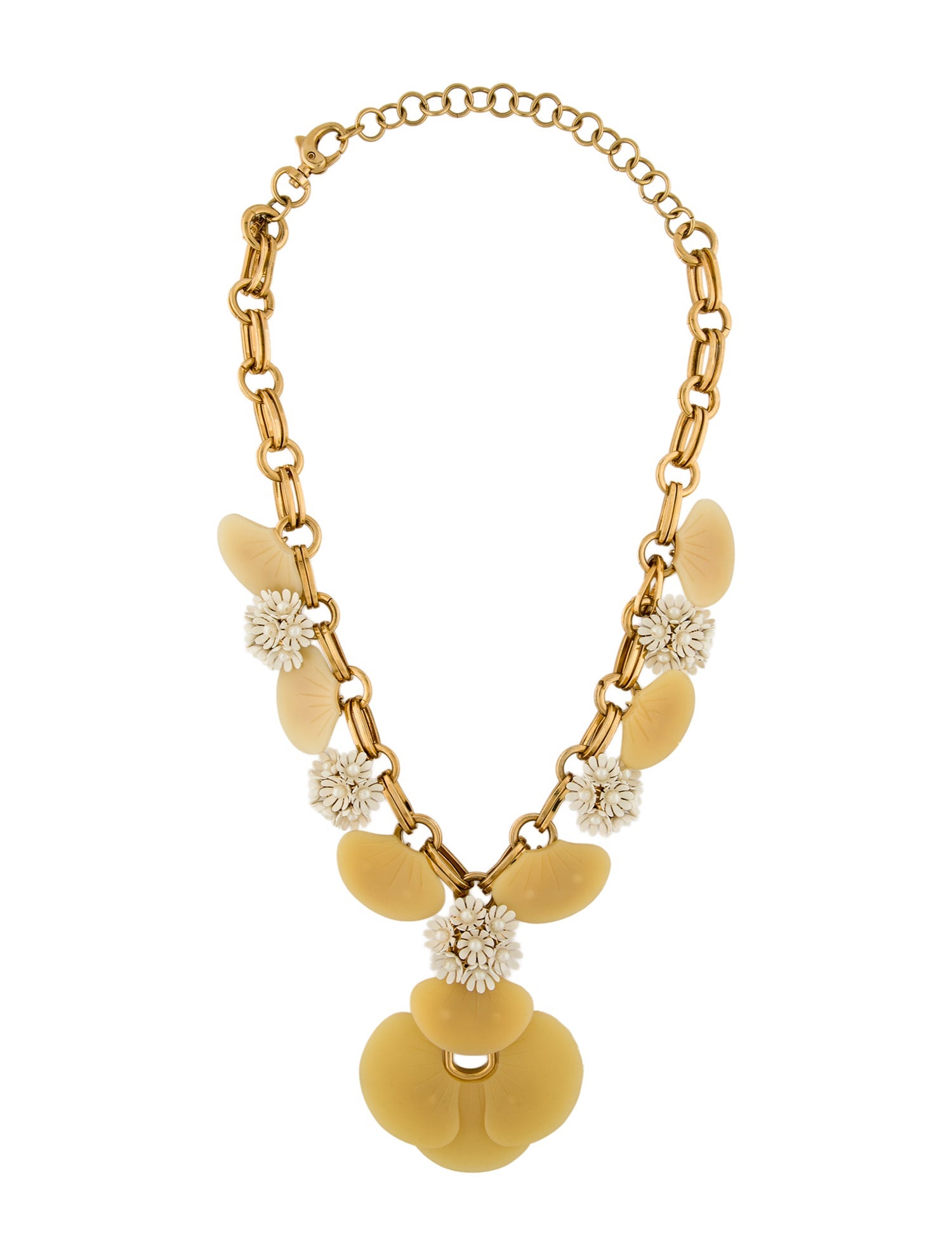 Lele Sadoughi Enamel & Faux Pearl Orchid Motif Collar Necklace