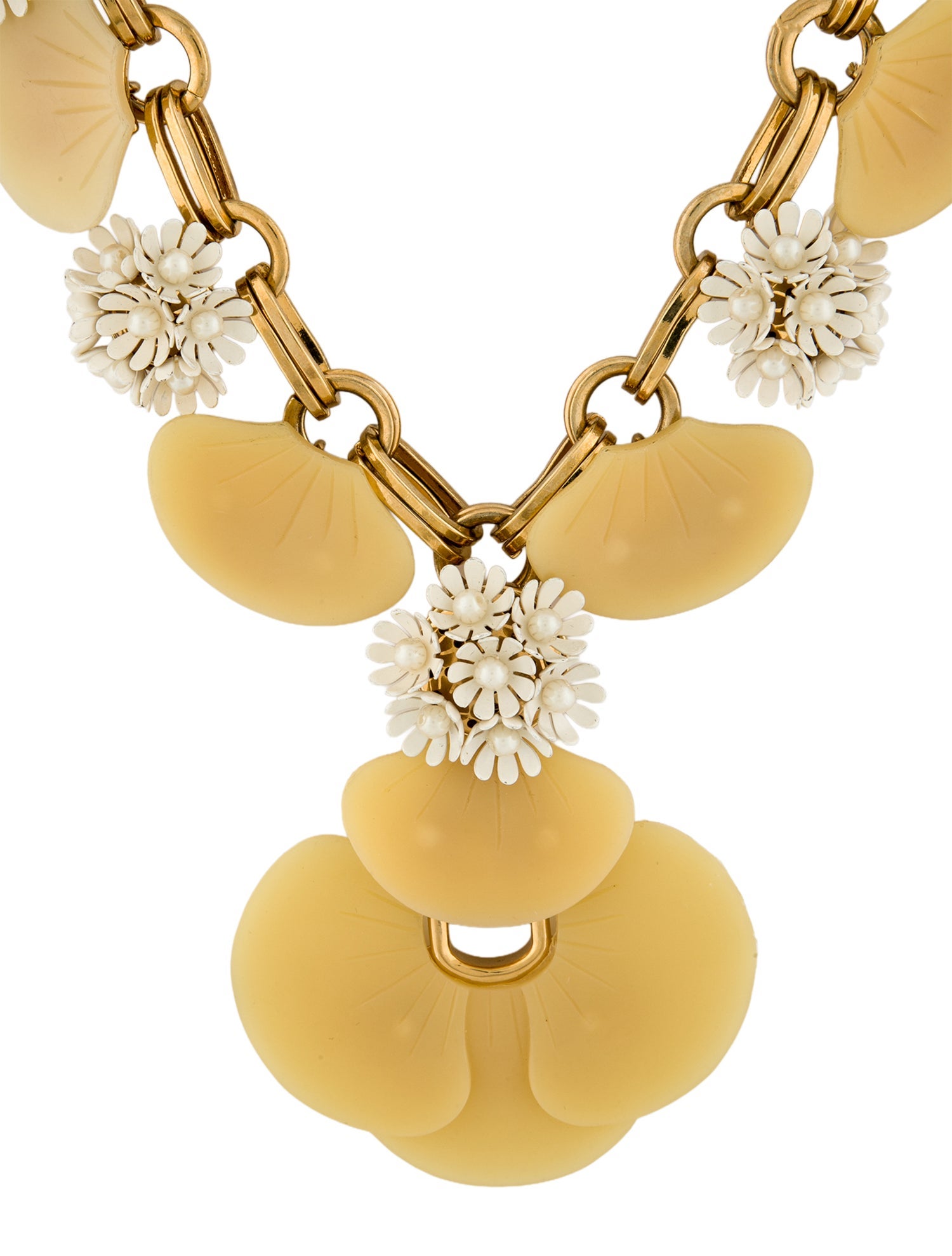 Lele Sadoughi Enamel & Faux Pearl Orchid Motif Collar Necklace