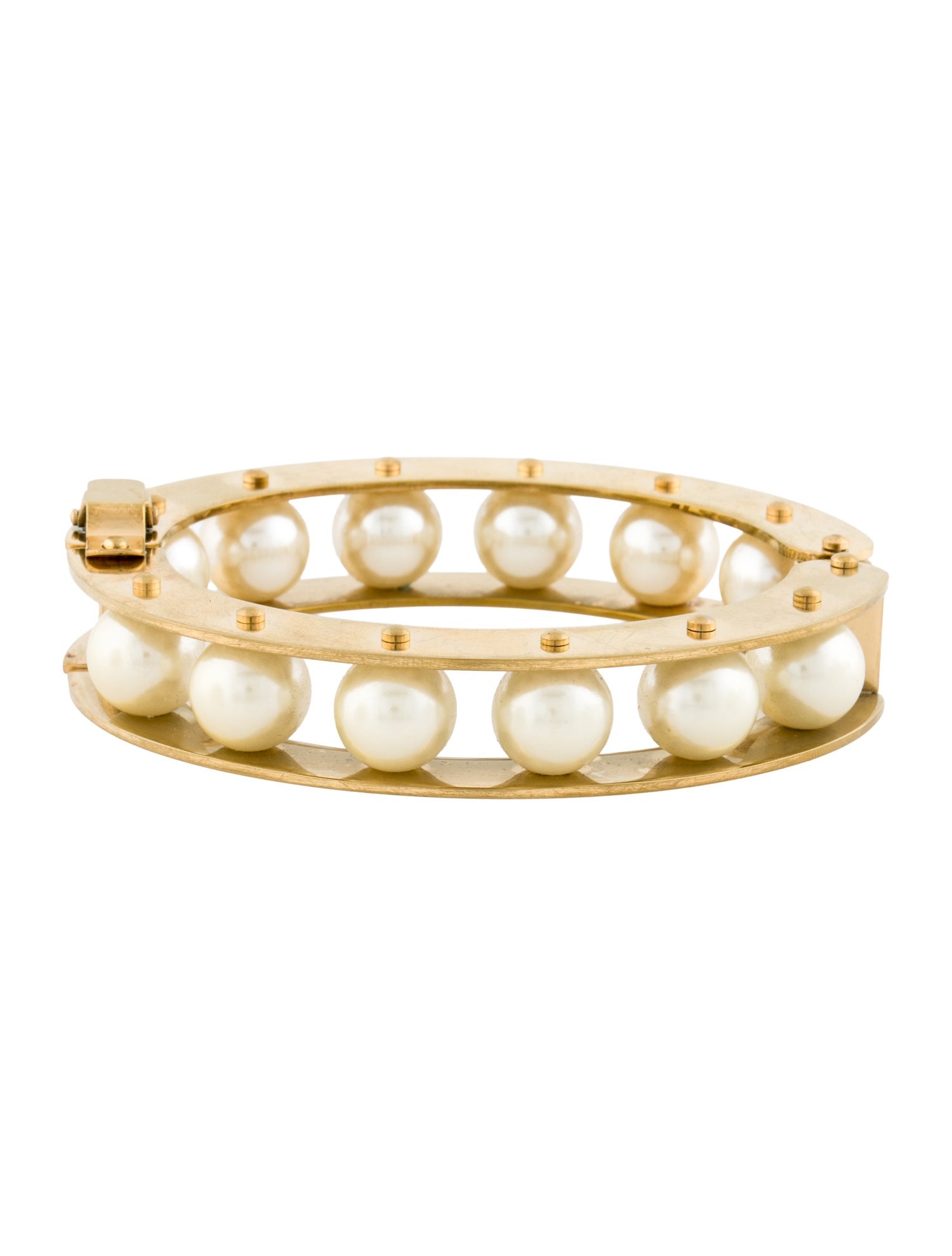 Lele Sadoughi Faux Pearl Slider Bangle Bracelet