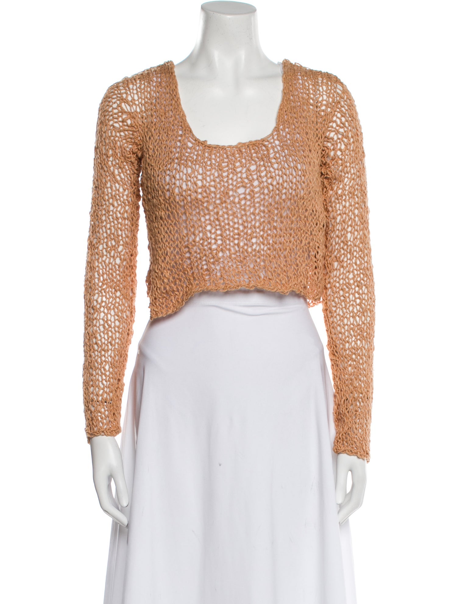 Voz Square Neckline Long Sleeve Crop Top