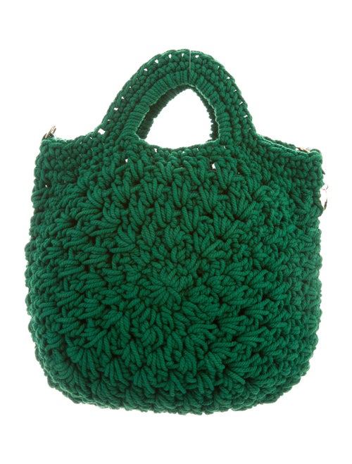 Clare V. Crochet Handle Bag Green