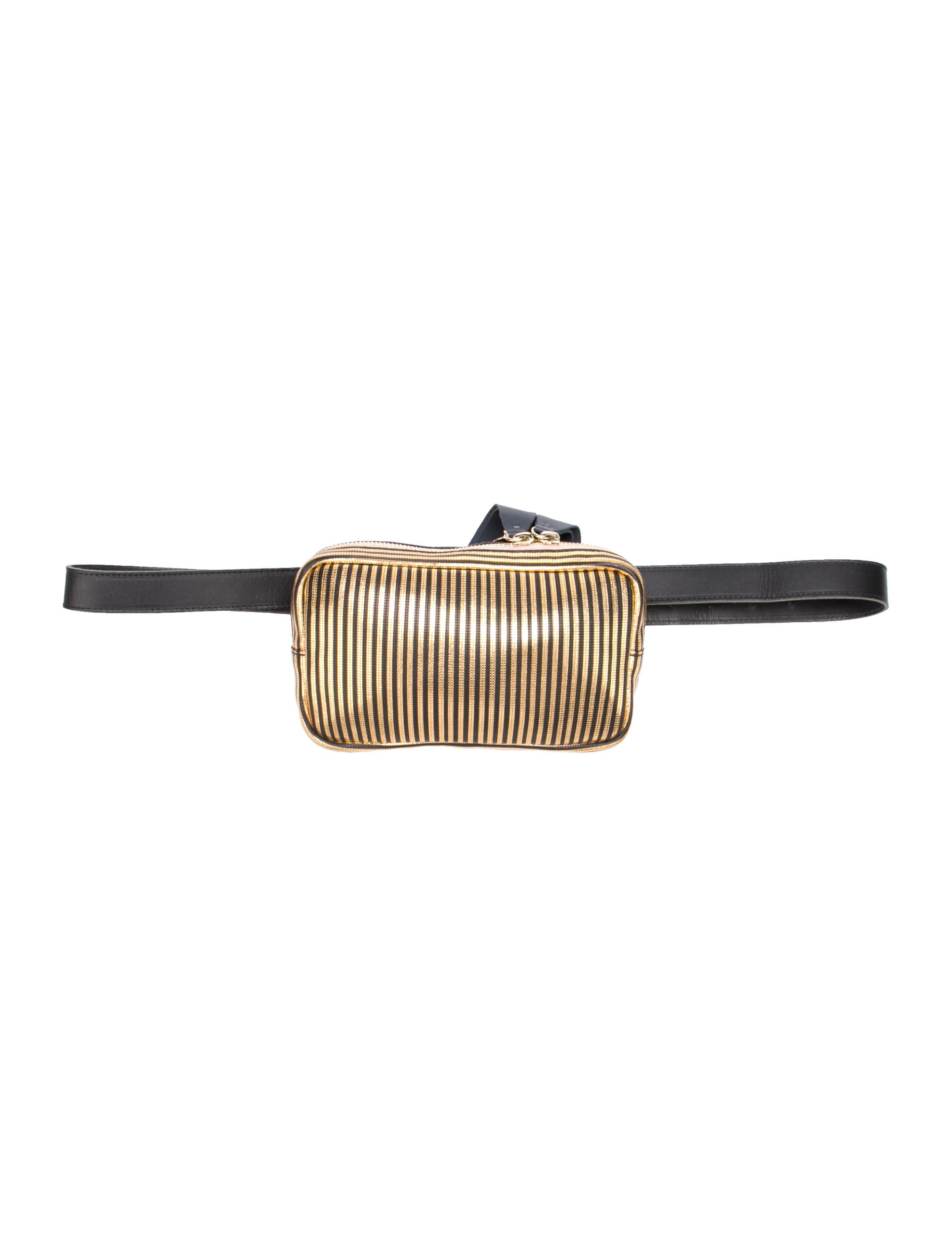 Clare V. Striped Leather Waist Bag Gold Waist Bags, Handbags