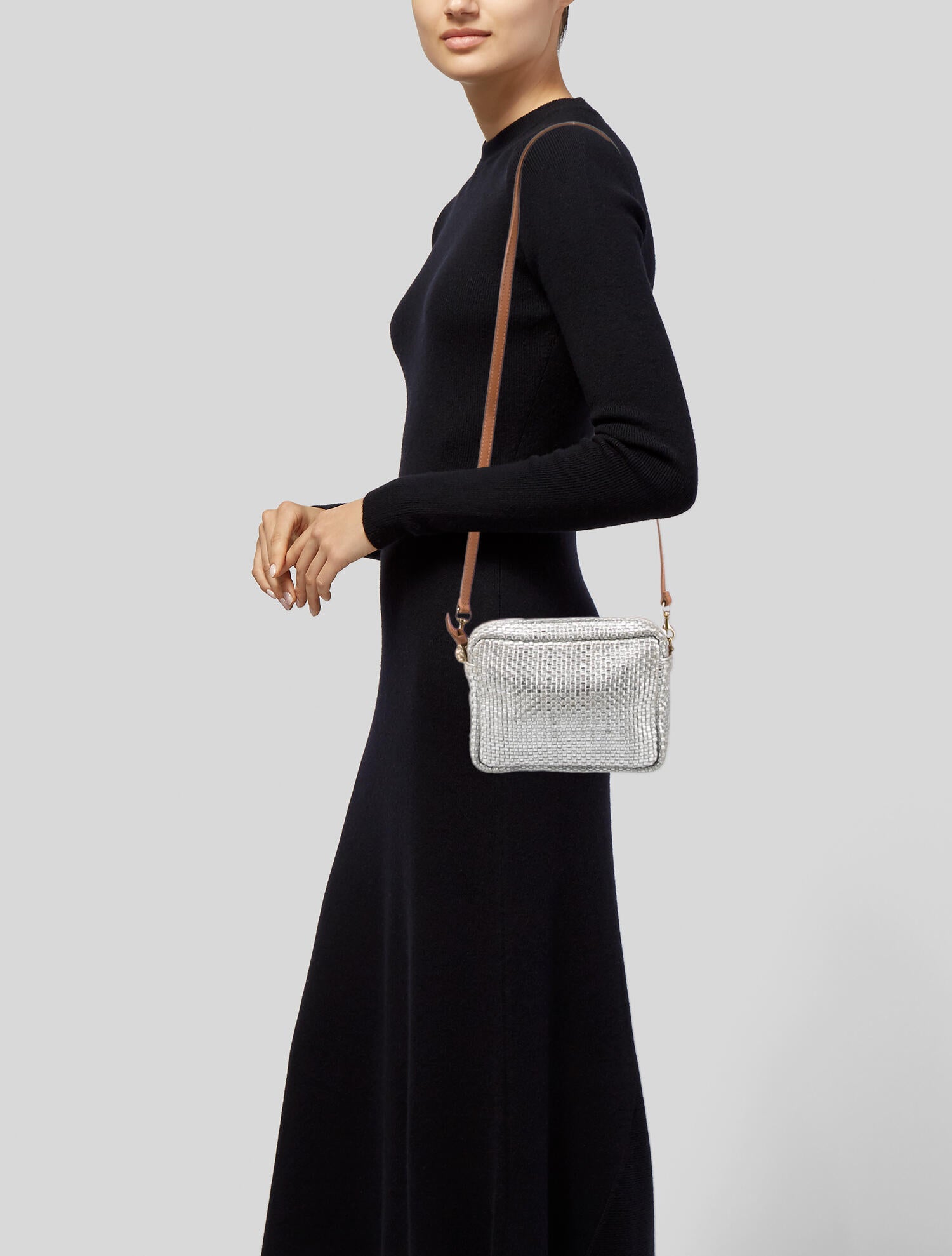 Clare V. Leather Crossbody Bag - Silver Crossbody Bags, Handbags