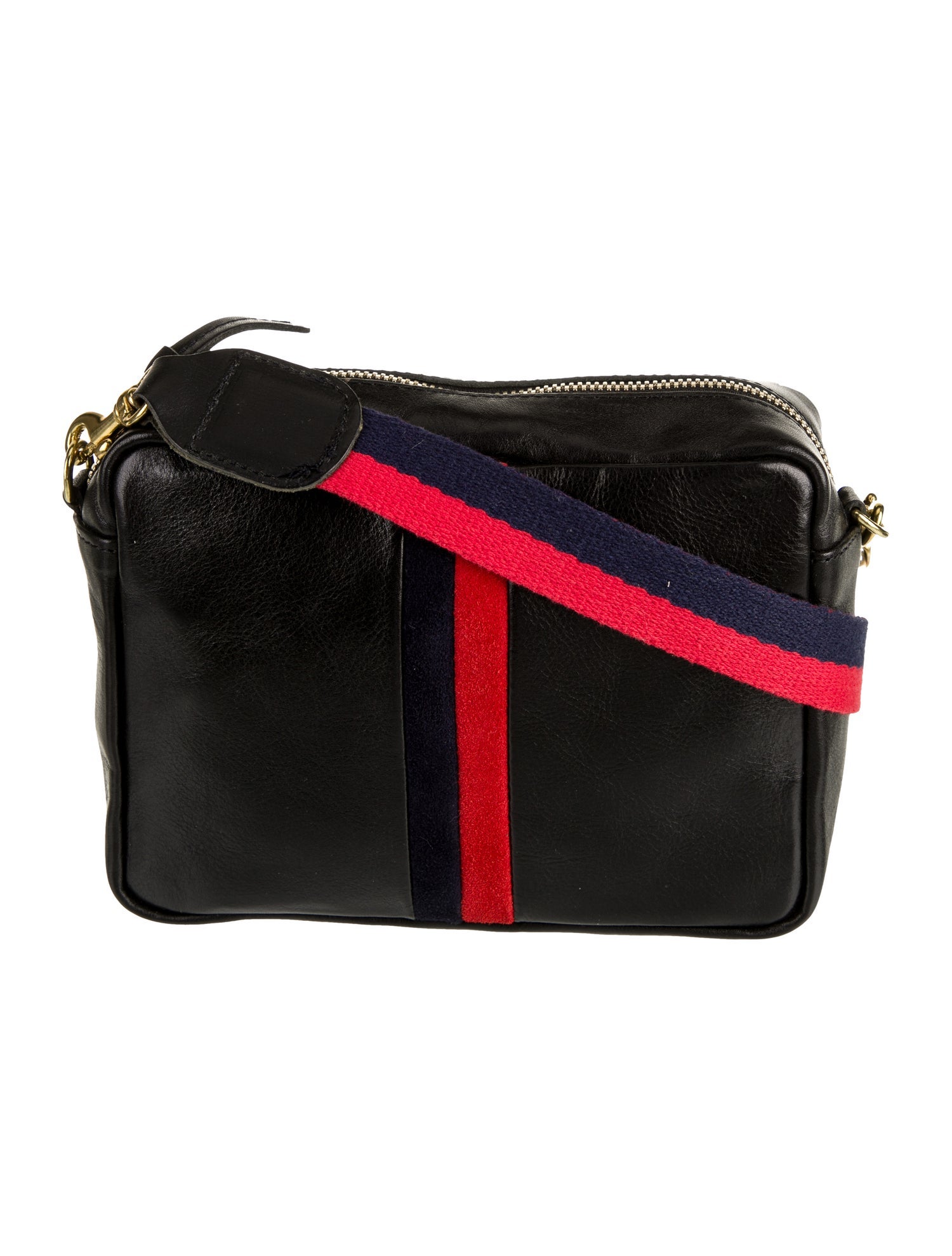 Clare V. Leather Messenger Bag Black Crossbody Bags, Handbags