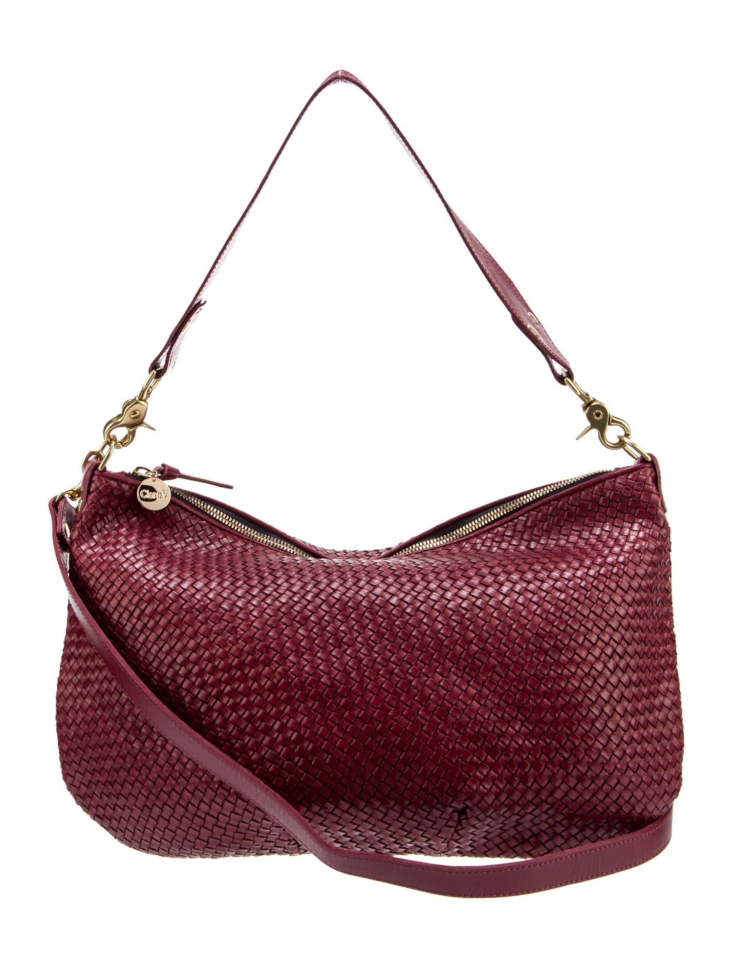Clare V. Leather Shoulder Bag Burgundy Shoulder Bags, Handbags