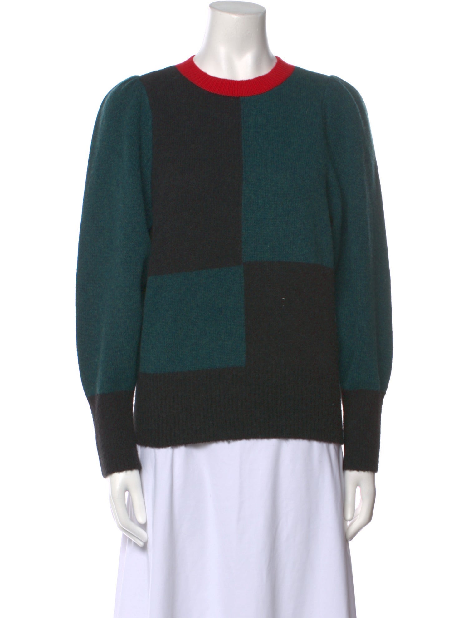 Clare V. Wool Colorblock Pattern Sweater