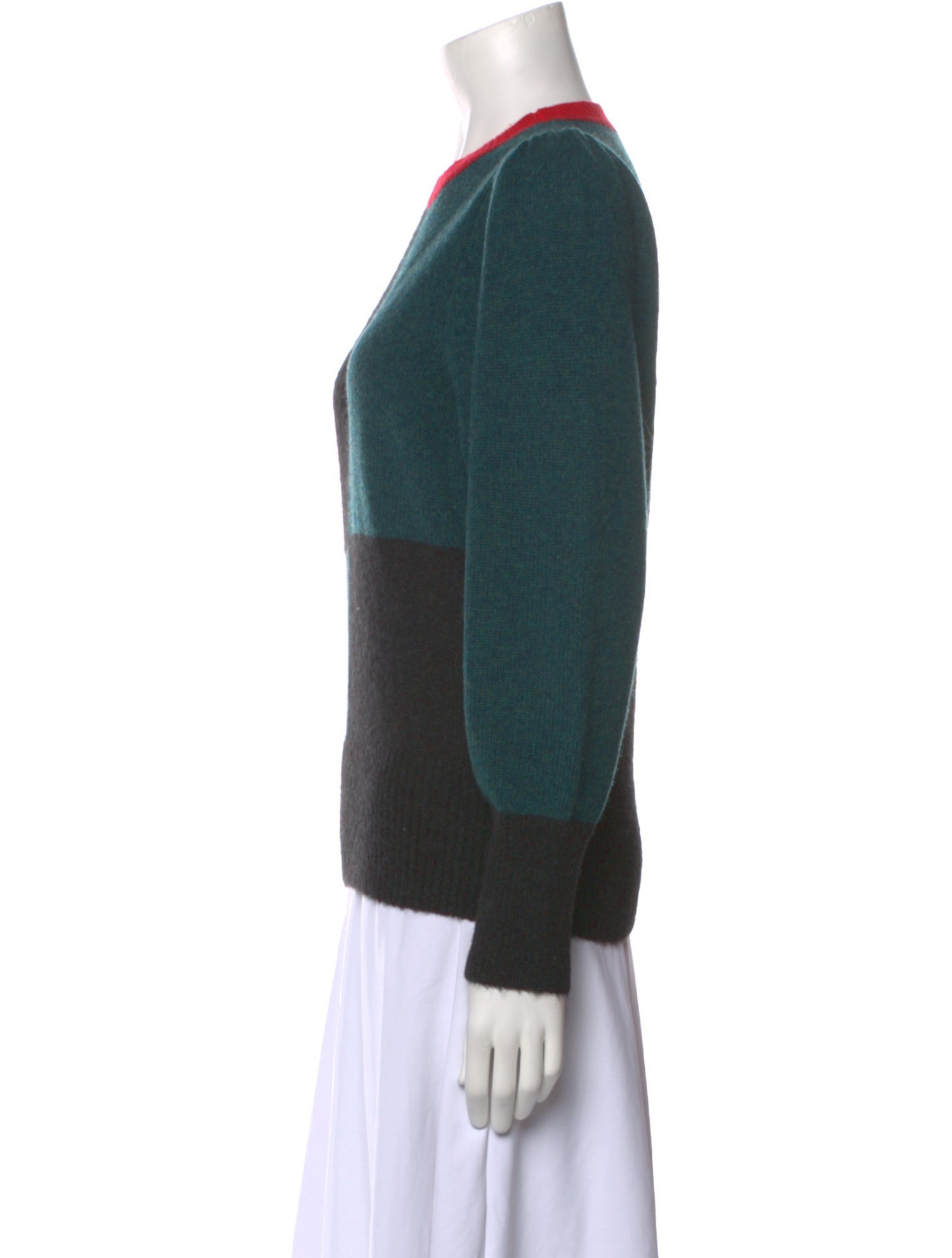 Clare V. Wool Colorblock Pattern Sweater