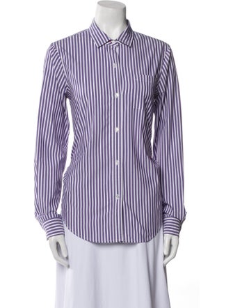 Clare V. Striped Long Sleeve Button-Up Top