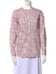 Clare V. Floral Print Crew Neck Button-Up Top