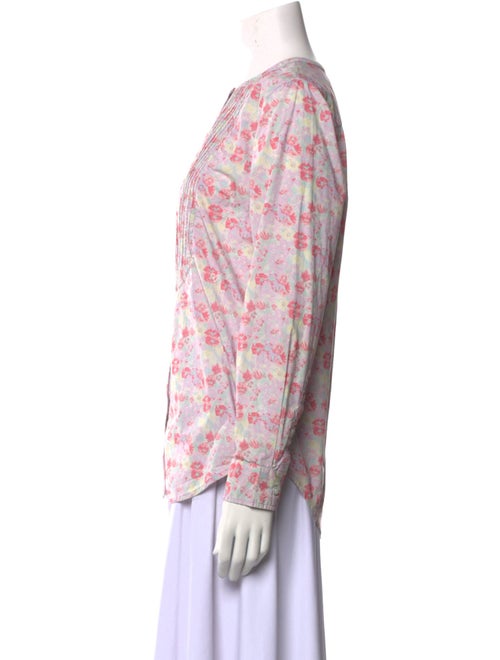 Clare V. Floral Print Crew Neck Button-Up Top