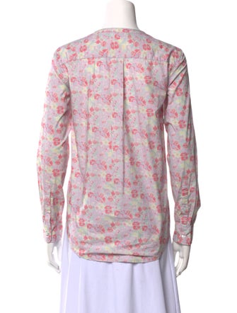 Clare V. Floral Print Crew Neck Button-Up Top