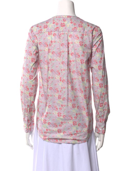 Clare V. Floral Print Crew Neck Button-Up Top
