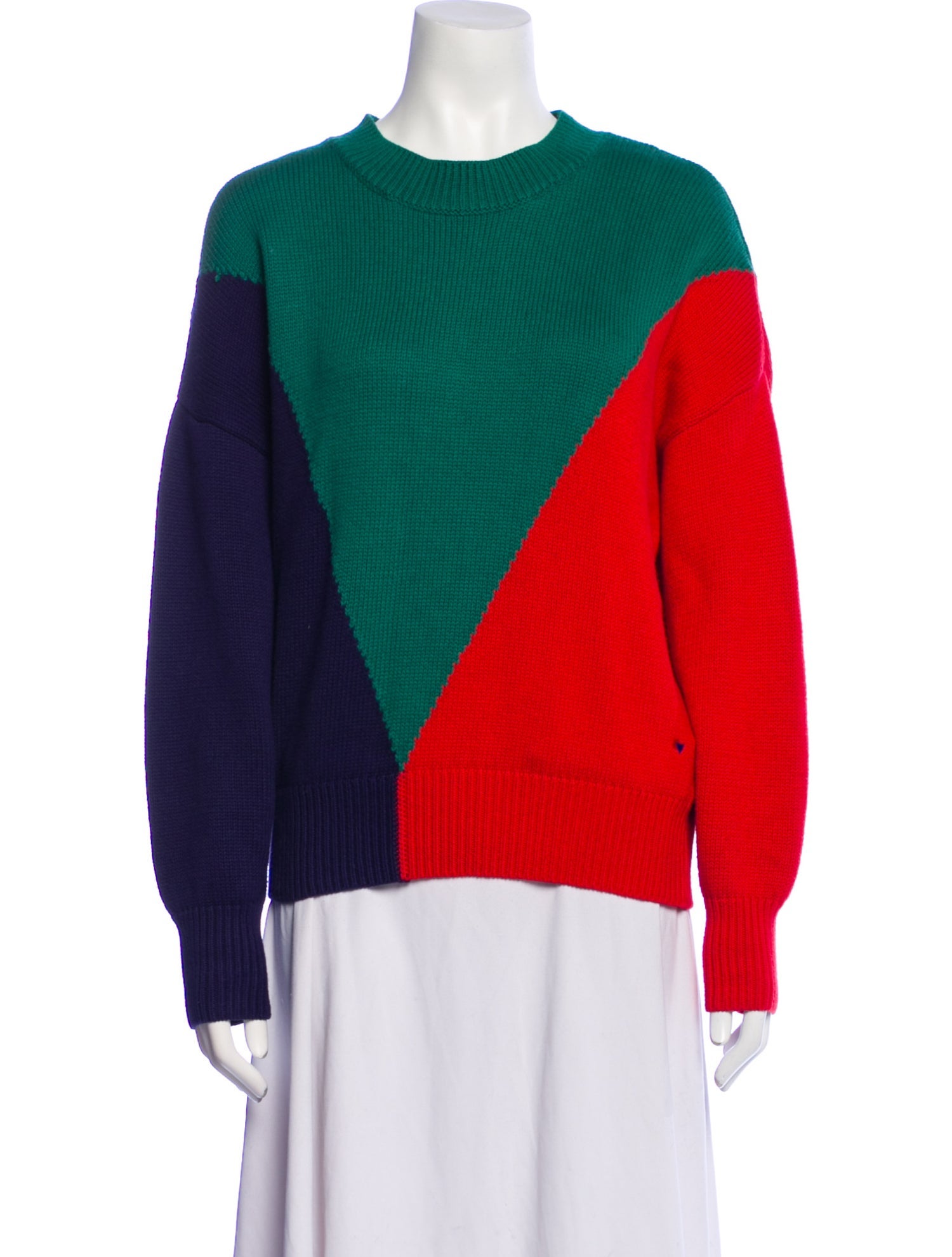 Clare V. Colorblock Pattern Mock Neck Sweater
