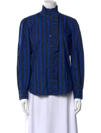 Clare V. Mock Neck Long Sleeve Button-Up Top