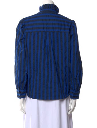 Clare V. Striped Mock Neck Button-Up Top