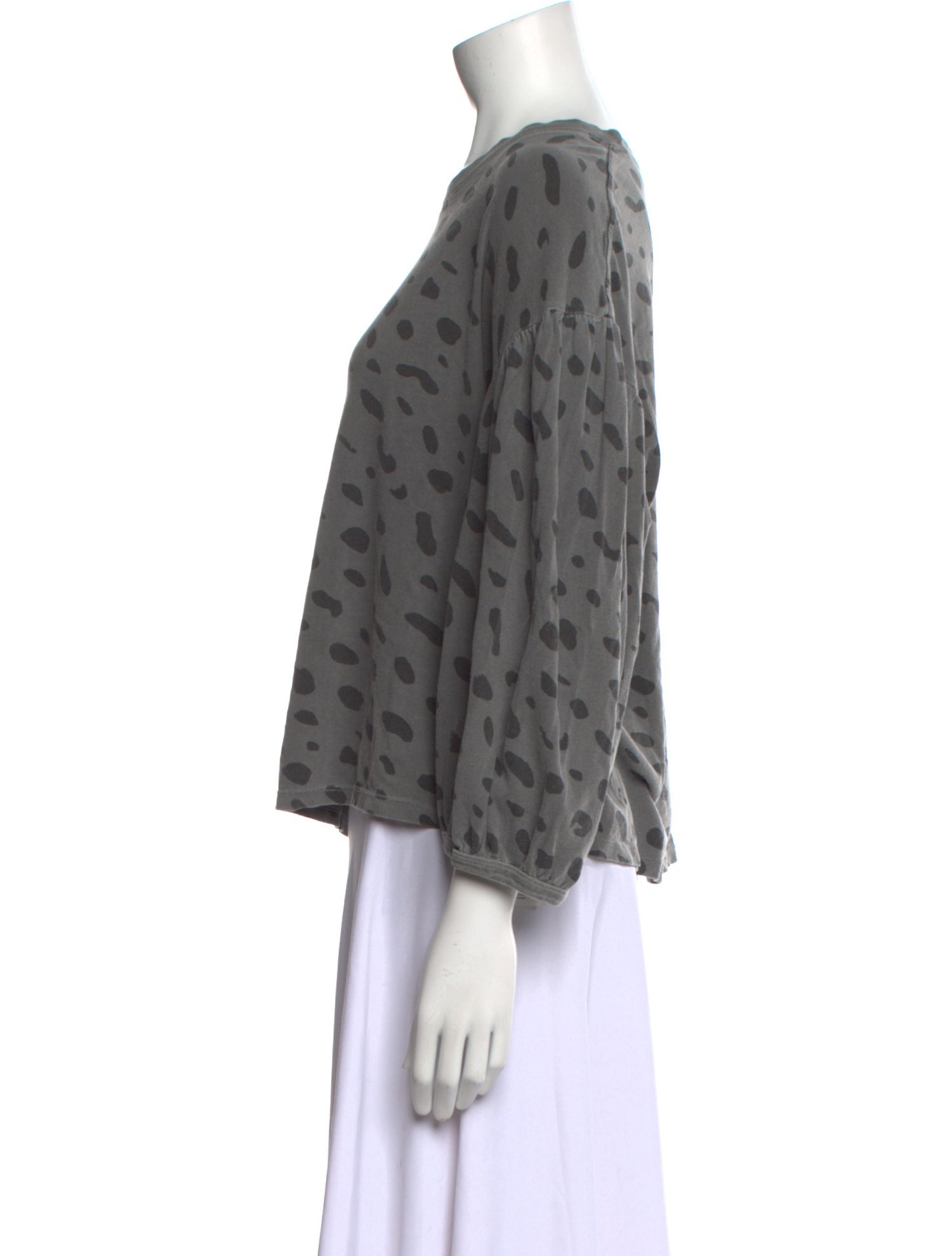 Clare V. Printed Bateau Neckline Blouse