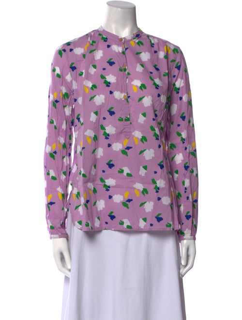 Clare V. Printed Crew Neck Button-Up Top