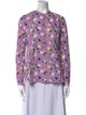 Clare V. Printed Crew Neck Button-Up Top
