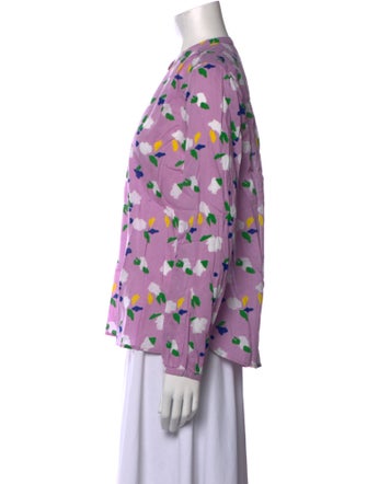 Clare V. Printed Crew Neck Button-Up Top