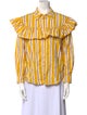 Clare V. Striped Three-Quarter Sleeve Button-Up Top