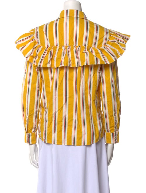 Clare V. Striped Three-Quarter Sleeve Button-Up Top