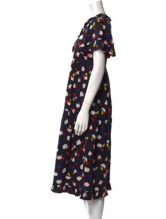 Clare V. Floral Print Midi Length Dress