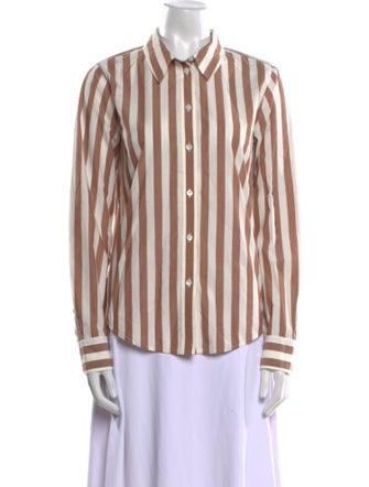 Clare V. Striped Long Sleeve Button-Up Top