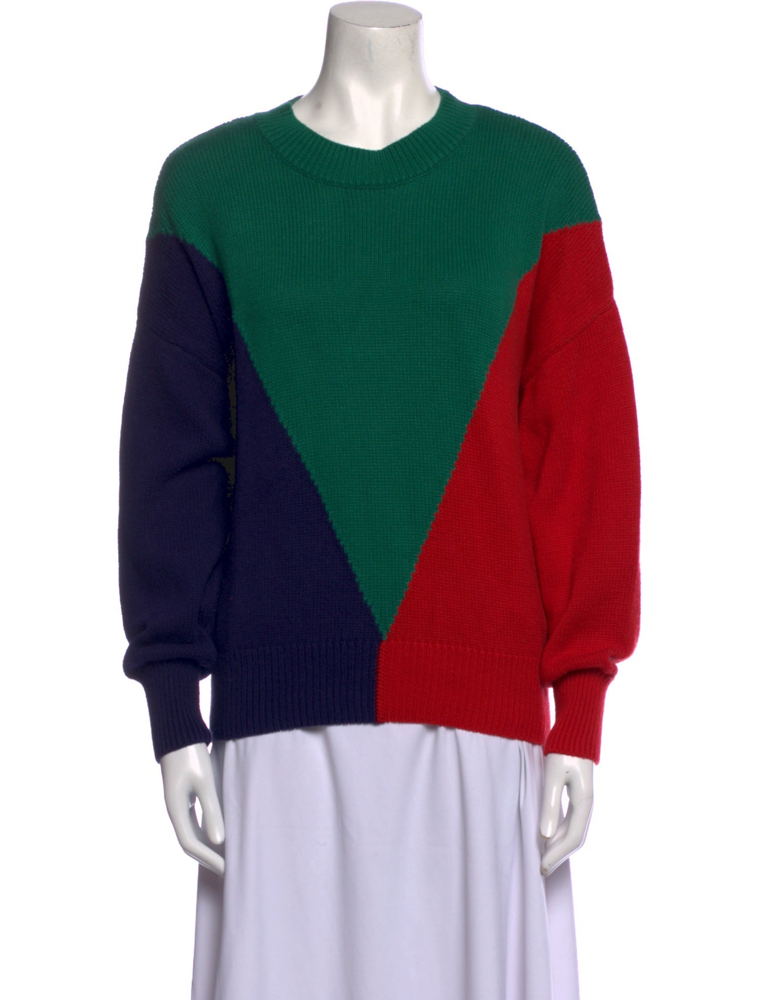 Clare V. Colorblock Pattern Scoop Neck Sweater