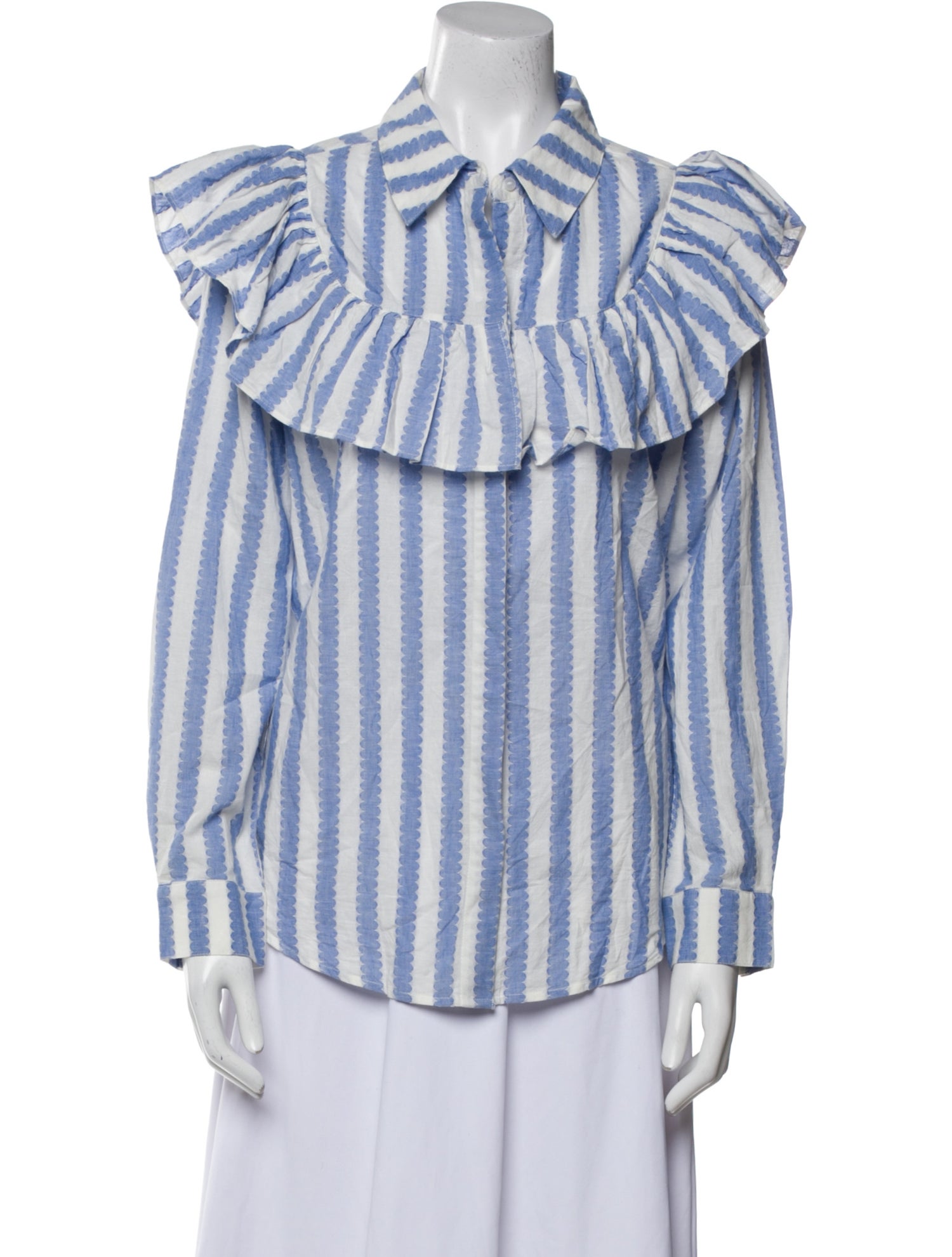Clare V. Striped Long Sleeve Button-Up Top