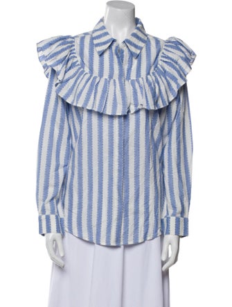 Clare V. Striped Long Sleeve Button-Up Top