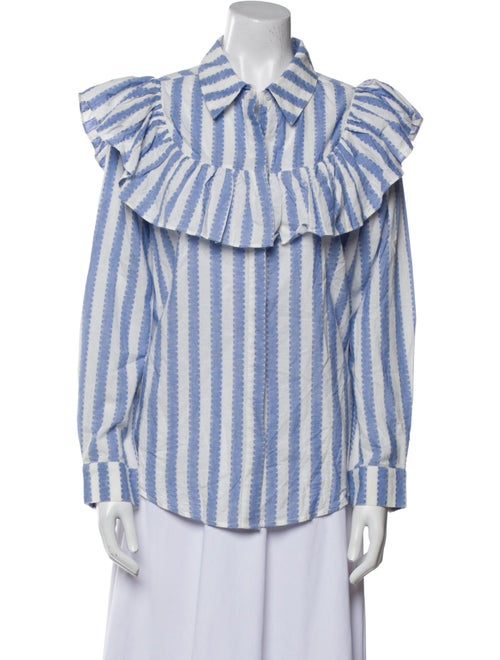 Clare V. Striped Long Sleeve Button-Up Top