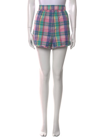 Clare V. Plaid Print Mini Shorts