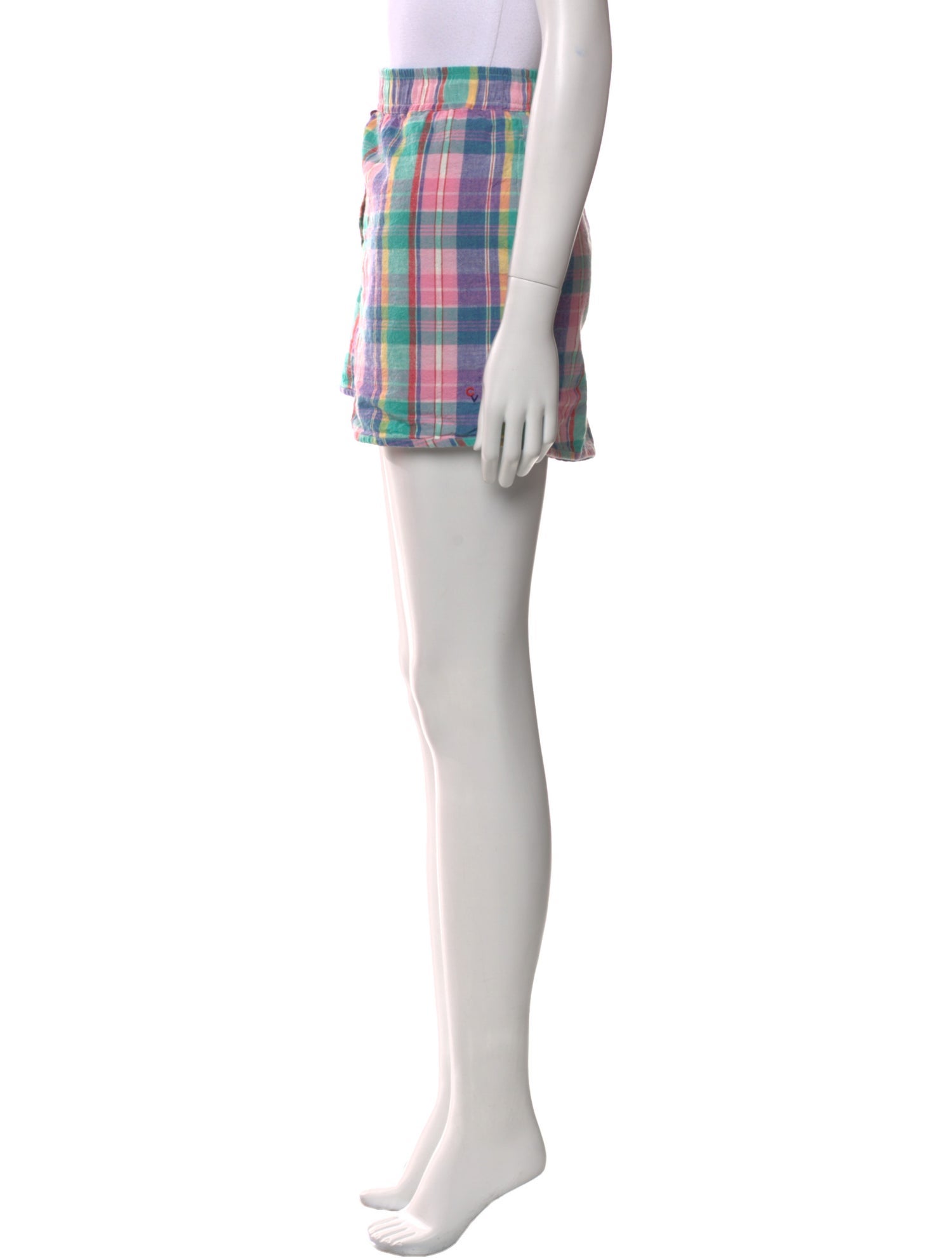 Clare V. Plaid Print Mini Shorts