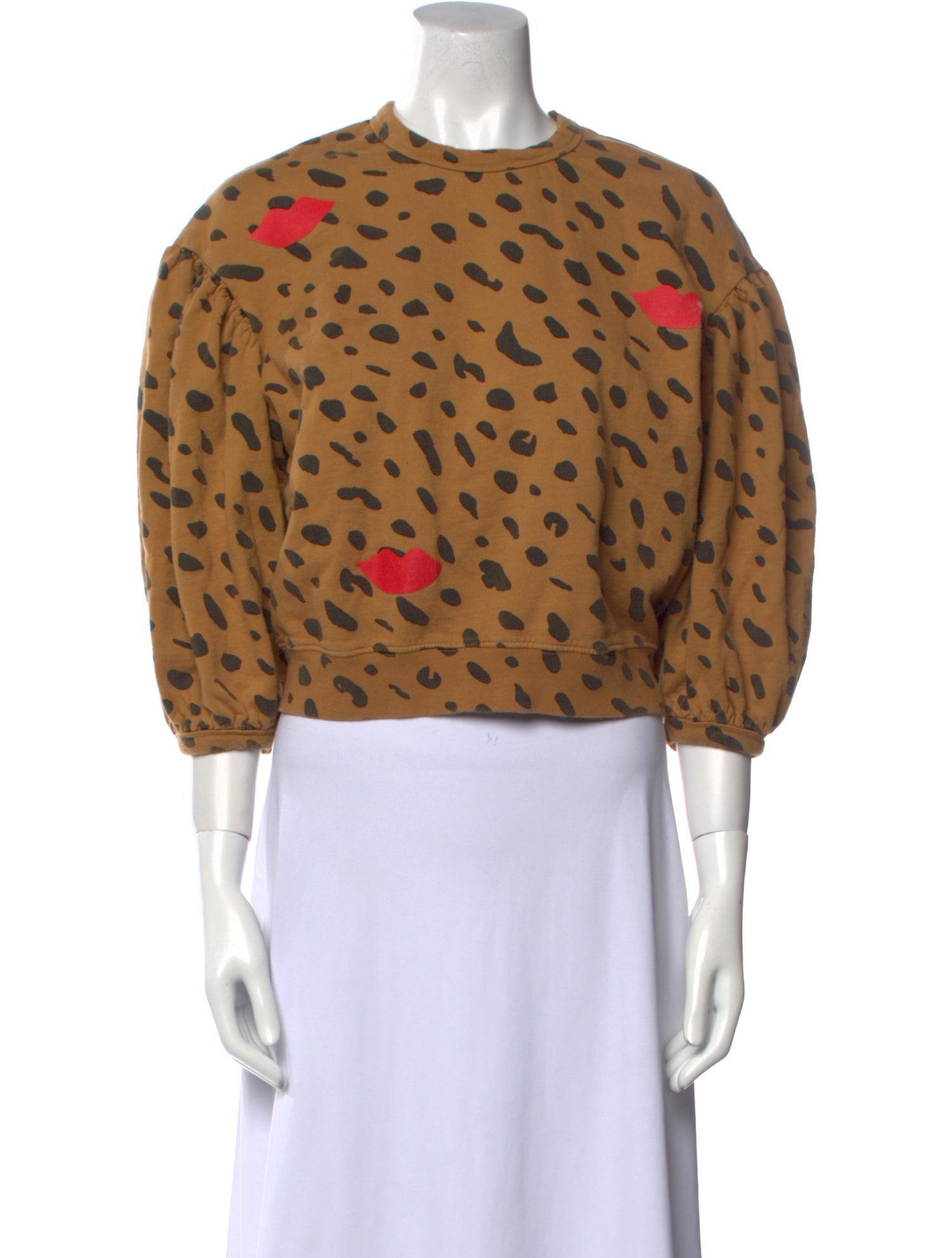 Clare V. Animal Print Crew Neck Crop Top