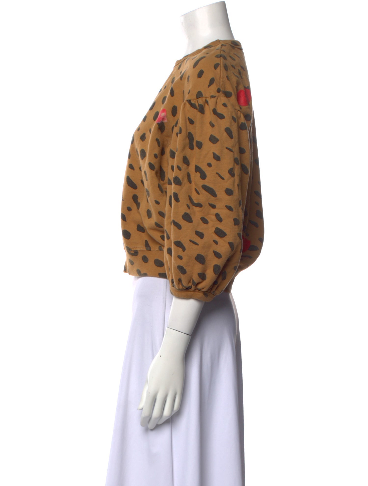 Clare V. Animal Print Crew Neck Crop Top