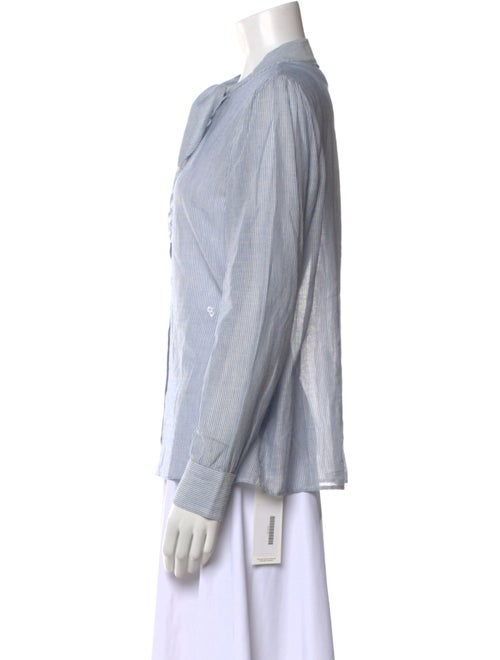 Clare V. Striped Mock Neck Button-Up Top