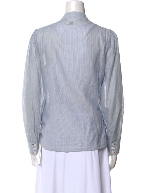 Clare V. Striped Mock Neck Button-Up Top