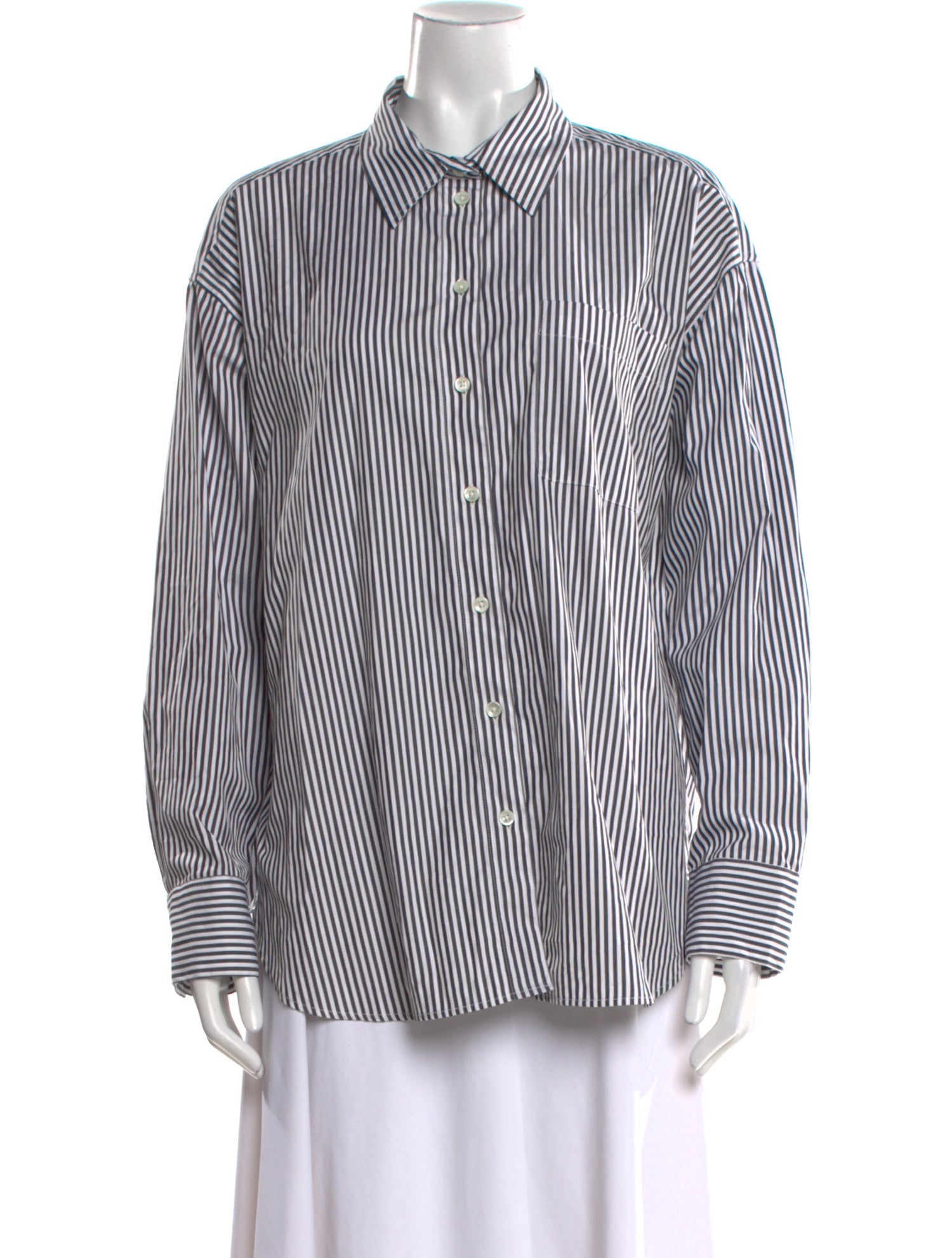 Clare V. Striped Long Sleeve Button-Up Top w/ Tags