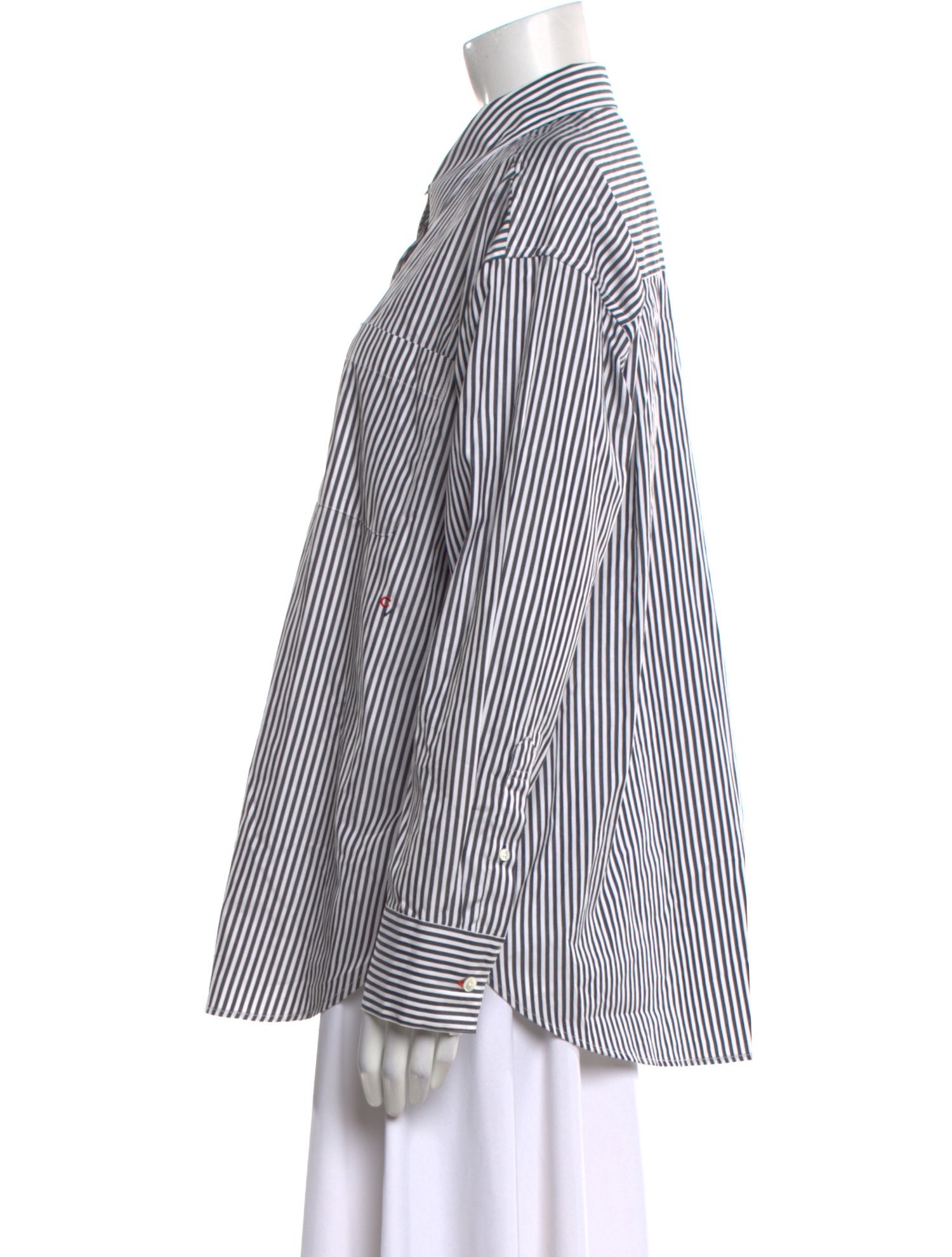 Clare V. Striped Long Sleeve Button-Up Top w/ Tags