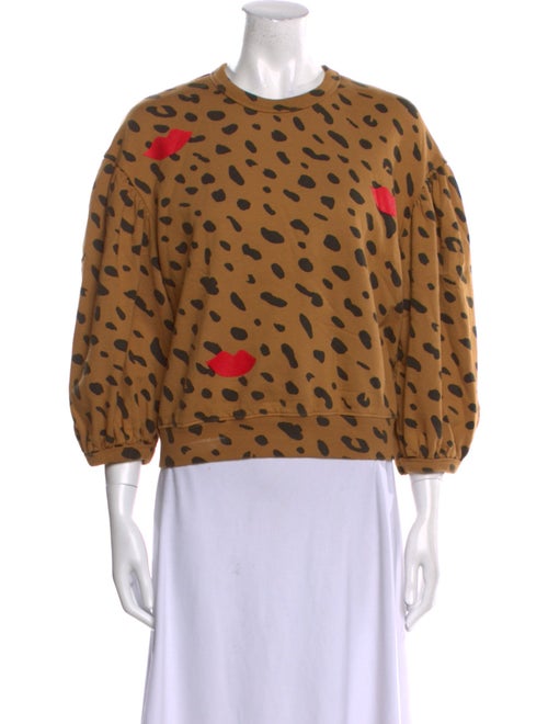 Clare V. Animal Print Crew Neck Sweatshirt