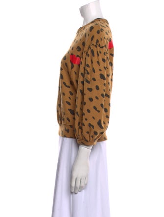 Clare V. Animal Print Crew Neck Sweatshirt