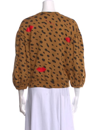 Clare V. Animal Print Crew Neck Sweatshirt