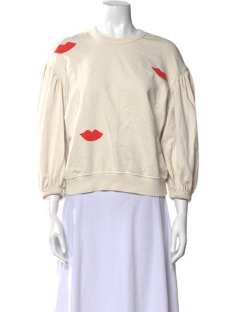 Clare V. Graphic Print Crew Neck Sweater