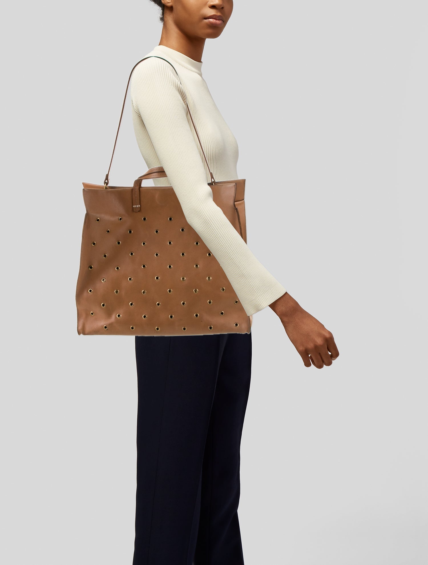 Clare V. Leather Top Handle Bag